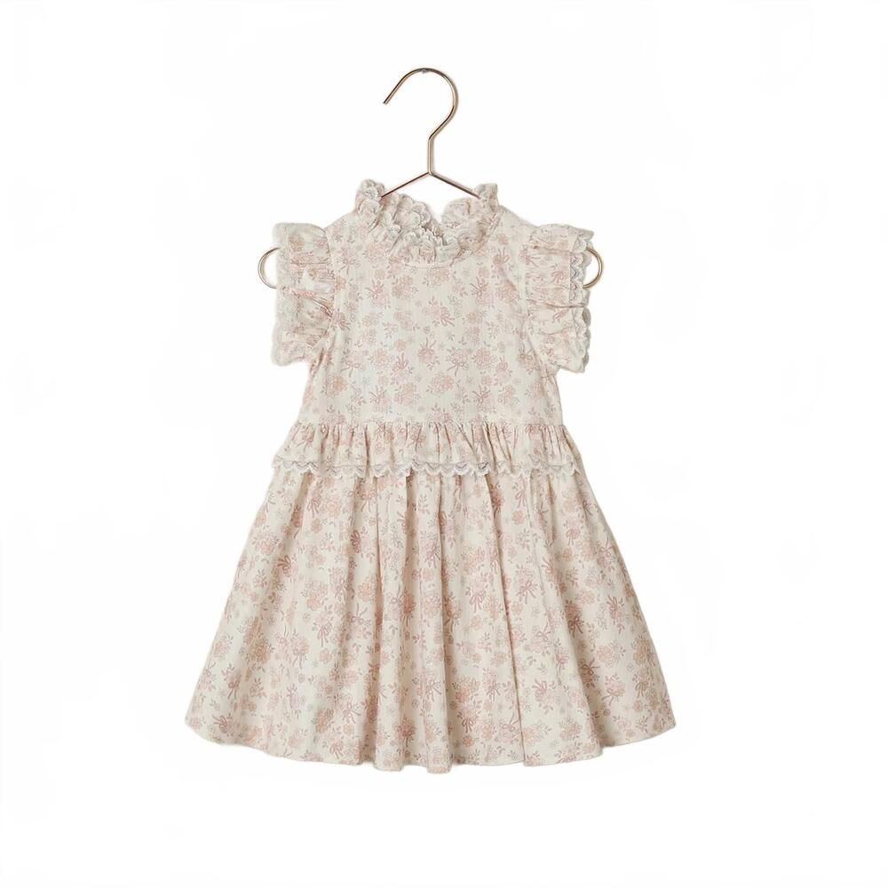 NEW NORALEE girl's alice dress in ivory bow ditsy